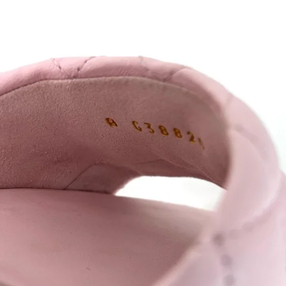 CHANEL 2022 Quilted Lambskin Light Pink CC Logo Mules Slides Sandals 37.5 - Picture 9 of 9